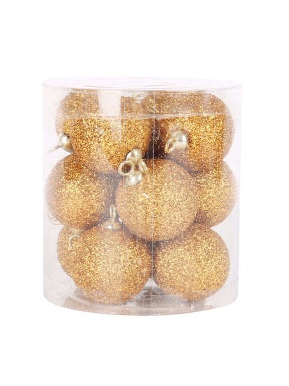 Gold Foam Christmas Shatterproof Hanging Ball Ornaments, 12 Count (1.18")