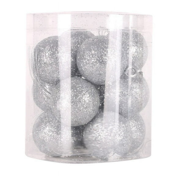 MaRainbow Shatterproof Large Hanging Silver Plastic Christmas Ball Ornaments, 12 Count (1.18")