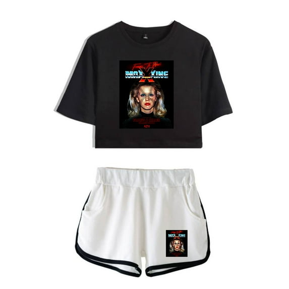 MaXXXine Movie Tee Shorts 2 Piece Sets Casual Women Trucksuit Streetwear Tops Shorts