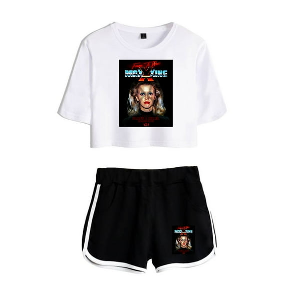 MaXXXine Movie Tee Shorts 2 Piece Sets Casual Women Trucksuit Streetwear Tops Shorts