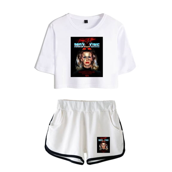 MaXXXine Movie Tee Shorts 2 Piece Sets Casual Women Trucksuit Streetwear Tops Shorts
