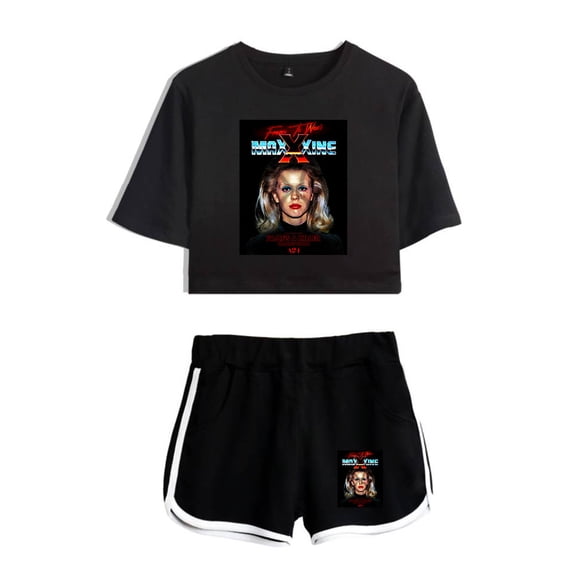 MaXXXine Movie Tee Shorts 2 Piece Sets Casual Women Trucksuit Streetwear Tops Shorts