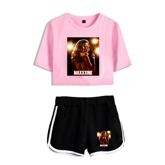 MaXXXine Tee Shorts 2 Piece Sets Hip Hop Trucksuit Streetwear Women Tops Shorts Suit