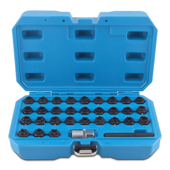 Maxpeedingrods 32PCS Wheel Lock Removal Kit Compatible with Mercedes Benz, Wheel Lock Nut Key Set Wheel Lock Lug Nut Socket Adapter Set for Removing and Locking, Anti-Theft Screw Remover