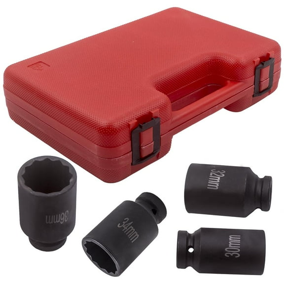 MaXpeedingrods 4 Set 1/2" Drive Spindle Axle Nut Socket 12 Point 30mm 32mm 34mm 36 Remove