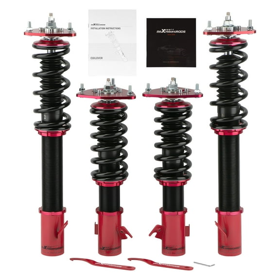 MaXpeedingrods Coilover for Subaru Impreza WRX 2000-2007, for WRX STI GDB 2000-2004, for Subaru Forester 2003-2008, 24 Level Damper Adjustable Suspension Kit, Height Adjustable Lowering Kit Red