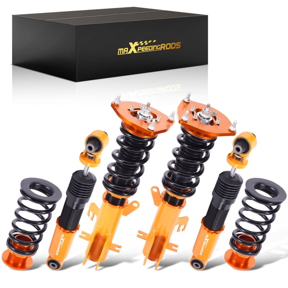 MaXpeedingrods Coilovers for Nissan Sentra B16 2007-2012, 24 Levels Damping Adjustable Coilovers Suspension Kit, Spring Shock Absorber, Complete Assemblies Height Adjustabe Lowering Kit Gold