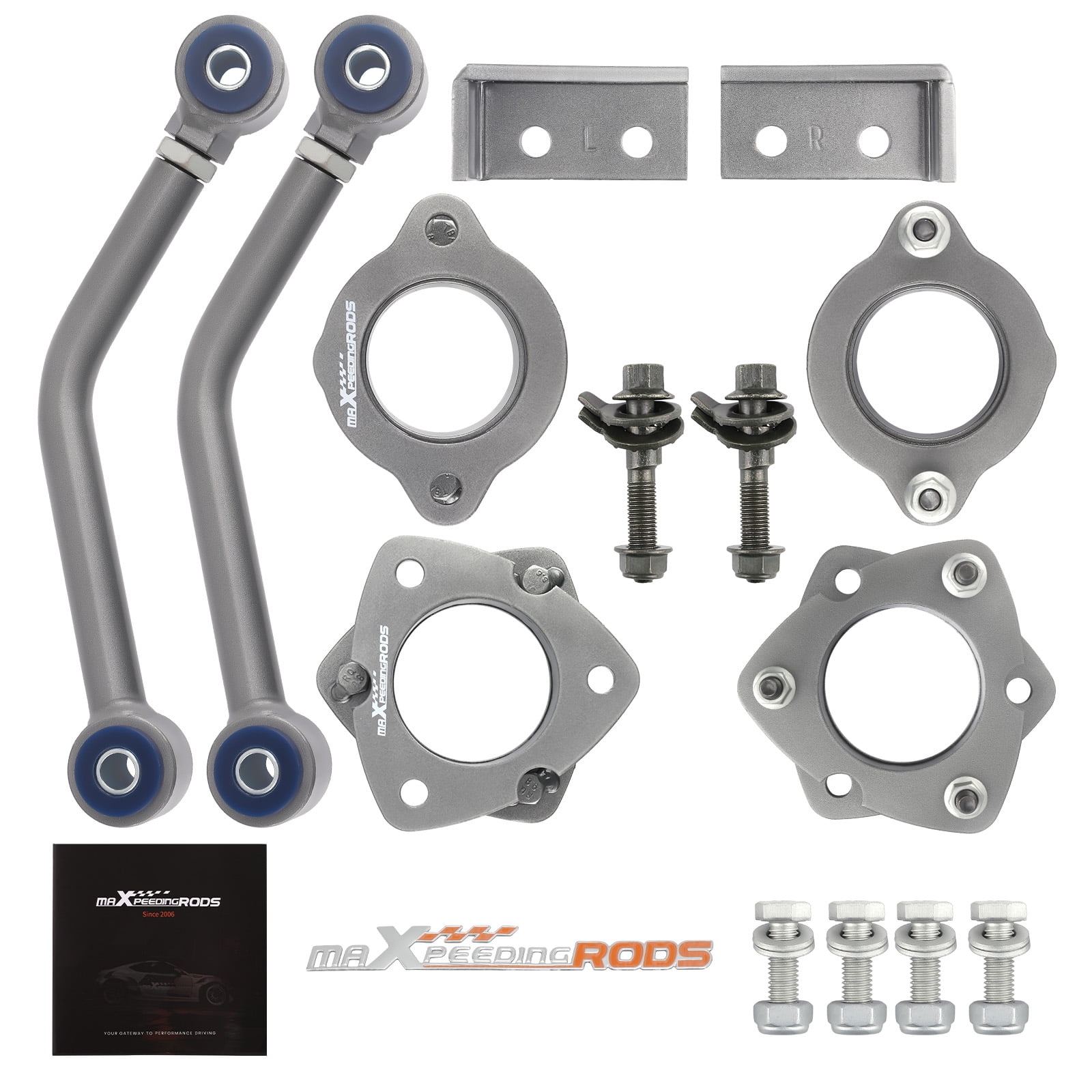 MaXpeedingrods Front 2" Rear 2" Lift Kit for Jeep Compass Patriot MK 2007-2017, Lift Spacers with Alignment Control Arms and Camber Bolts