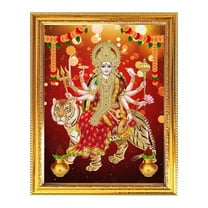 Maa Ambe Religious Photo Frame Puja Room Temple Wall Hanging Gift Home Decor With Golden Lamination For Worship 7.8 X 11.4