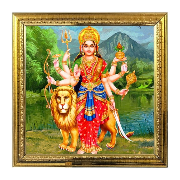 Maa Durga God Idol Photo Frame Pooja Hindu Bhagwan Devi Devta Wall Art Puja Temple Photo Frame 5.1 in