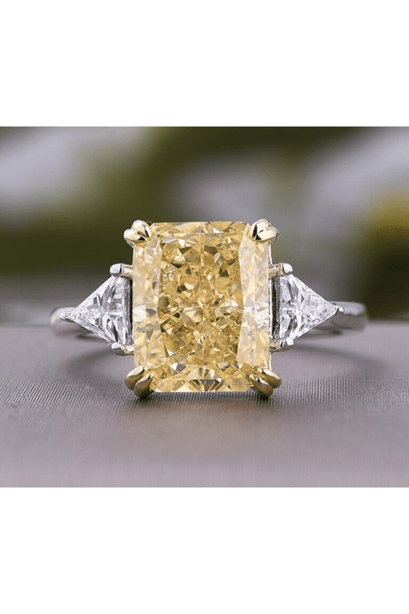 3.50 00ct Crushed Ice Engagement Ring, Radiant Cut Crushed Ice Moissanite Solitaire Ring, Hidden Halo, Sterling Silver with Vermeil, Minimalist