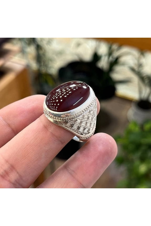 Natural 7.50 Carat Brown Chalcedony/ Sulemani Hakik aqeeq Gemstone Panchdhatu or 925 Sterling Silver Ring for Mens & Womens