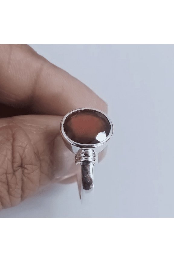 Natural Certified Hessonite Garnet/Gomed 6.50 ct Astrological Birthstone Gemstone Unisex Ring in 92.5 Sterling Silver ,Hessonite Garnet Ring By Maa Karni Jewelry