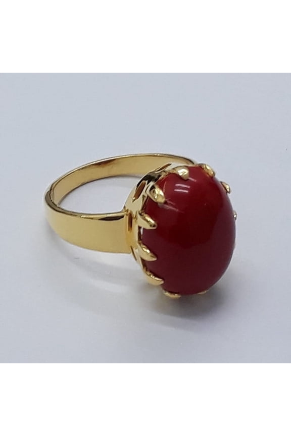Natural Coral Ring Wedding Anniversary Gift 10x12 mm 7.50 Ct. Birthstone Rings, Astrological Large Stacking Ring Hers, Gift For Her, Gift For Him Delicate Promise Ring for Her,