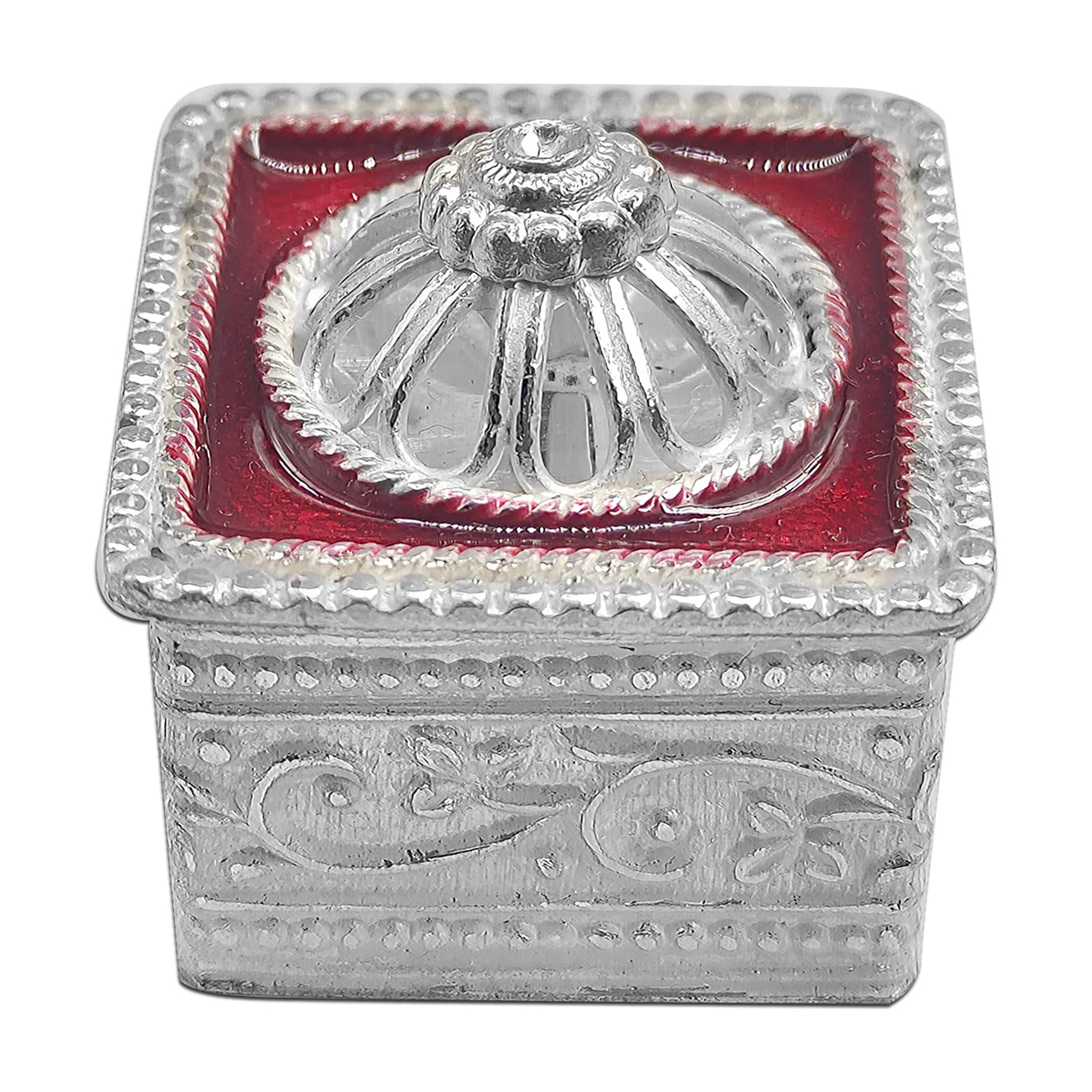 Maa Silver Pure Silver Sindoor Dani/Dabbi/Box/Holder With Beautiful