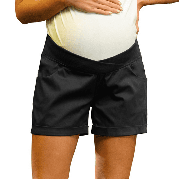 Maacie Women Maternity Casual Low-Rise Shorts Elastic Waist Short Pants