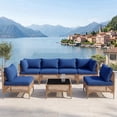 thumbnail image 1 of MaagorVita 7 Pcs Outdoor Patio Furniture Set, Modular Outdoor Sectional, Modern Rattan Wicker Sofa Set with Coffee Table and Washable Thick Cushions, Blue Cushion, 1 of 8