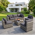 thumbnail image 1 of MaagorVita 7 Pieces Patio Furniture Sets Outdoor All-Weather Sectional Patio Sofa Set PE Rattan Weaving Wicker Patio Conversation Set with Glass Table, Gray, 1 of 8