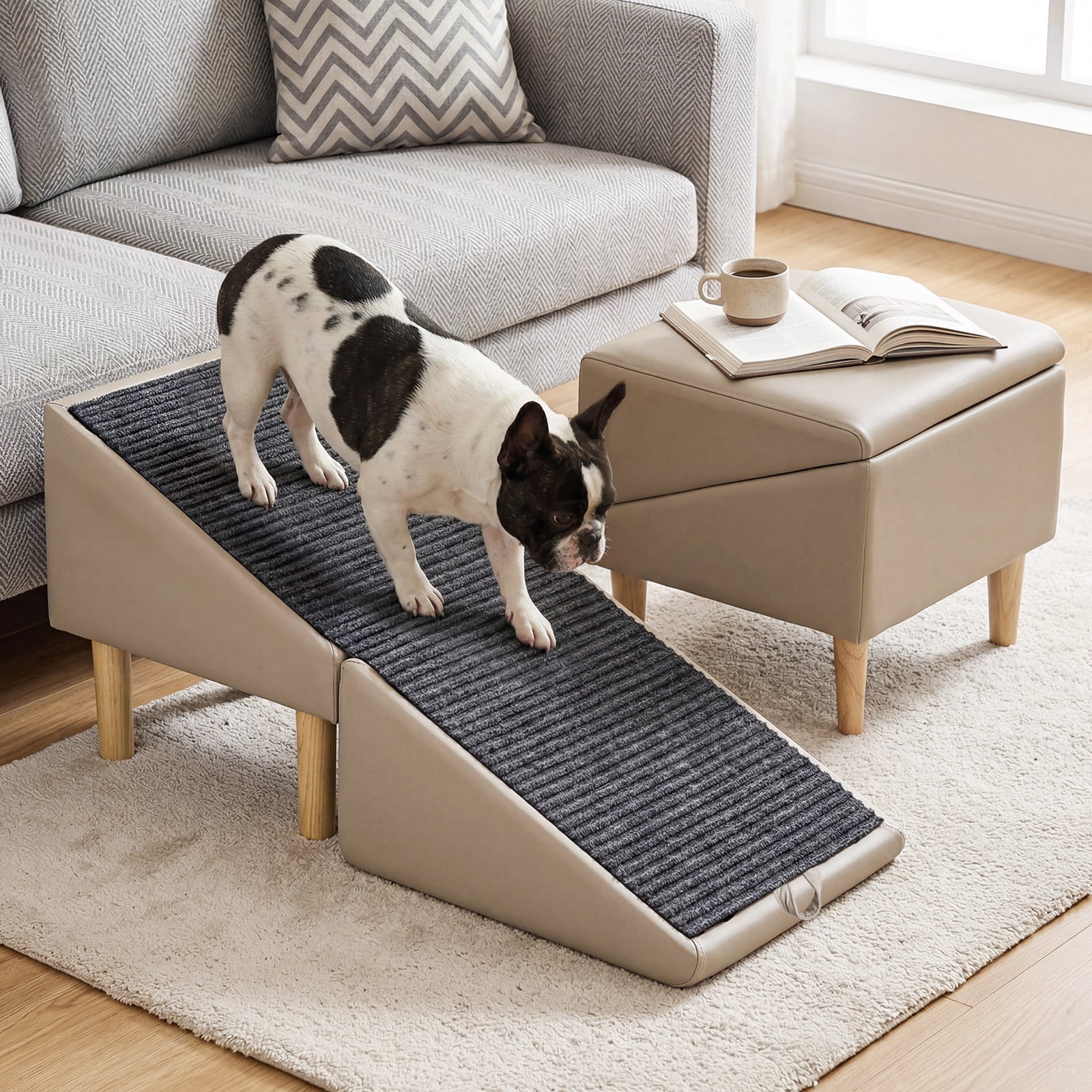 MaagorVita Dog Ramp for Couch, 2-in-1 Foldable Wooden Dog Stairs Pet ...
