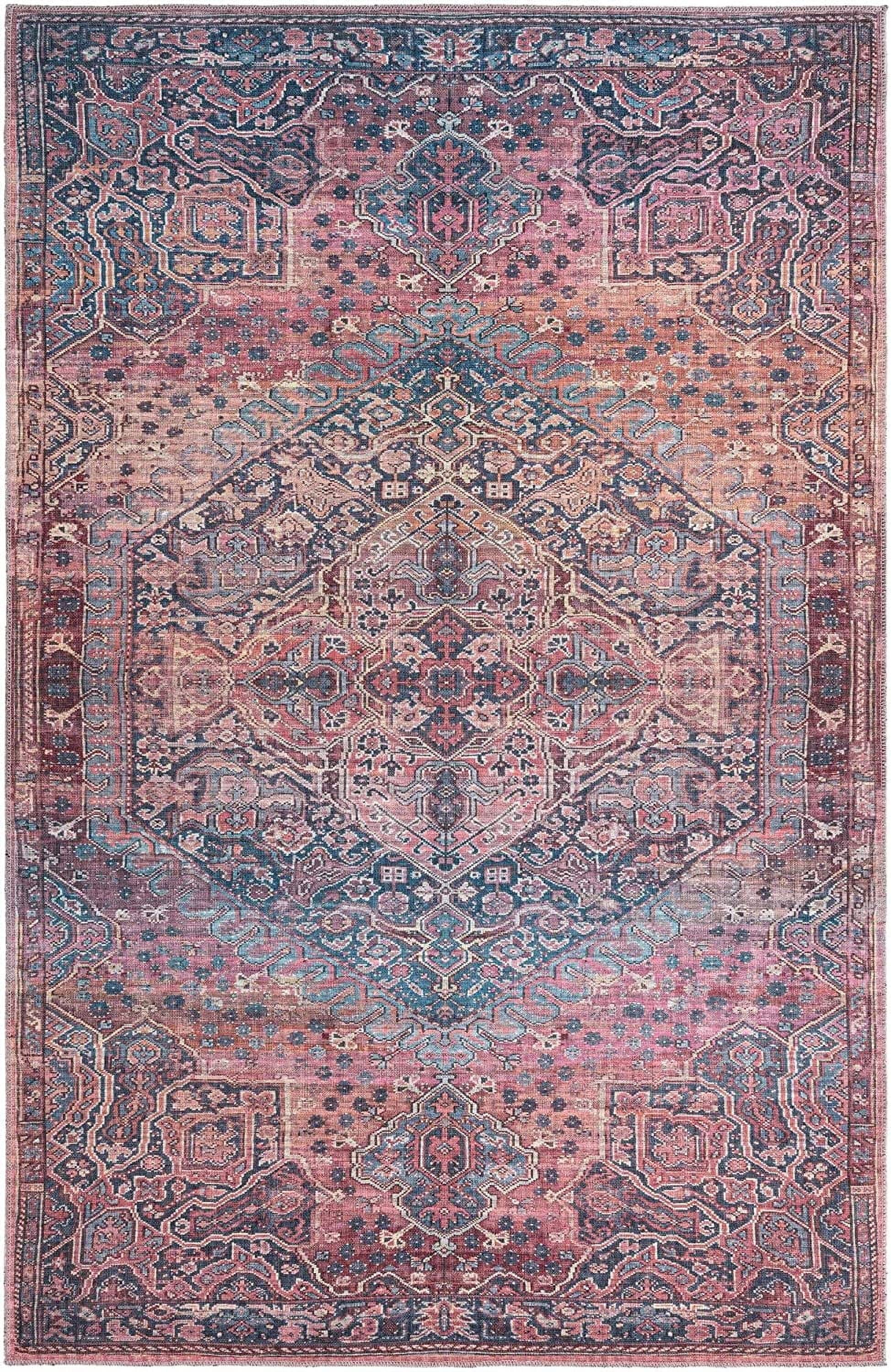 Maahru Collection Washable Rug – 6' x 9' Rust Red Low-Pile Rug Perfect ...