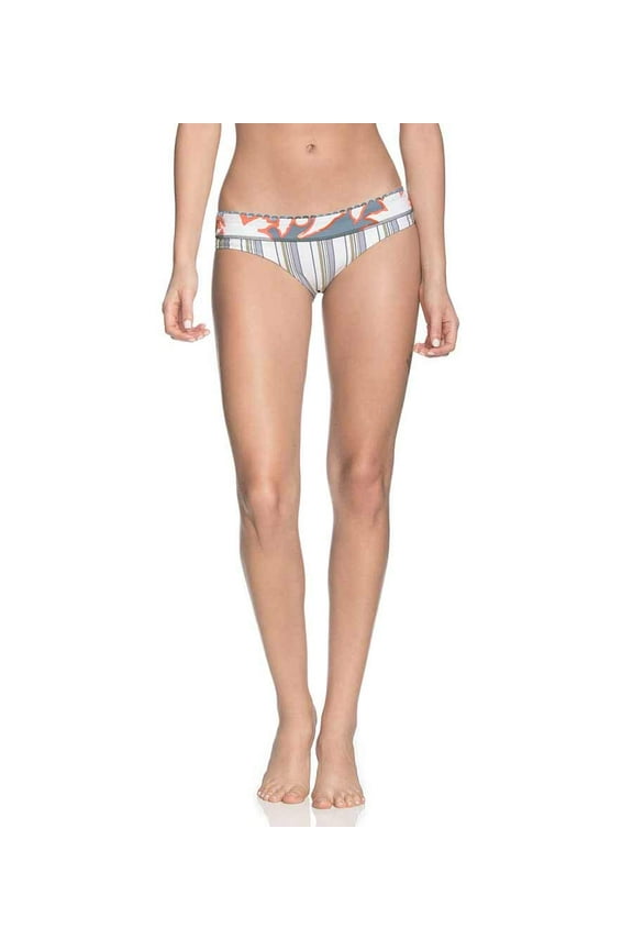 Women's Standard Reversible Signature Cut Bikini Bottom Swimsuit, Silver Bumpy Roads White Stripe, Medium