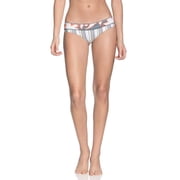 Maaji Womens Standard Reversible Signature Cut Bikini Bottom Swimsuit, Silver Bumpy Roads White Stripe, Medium