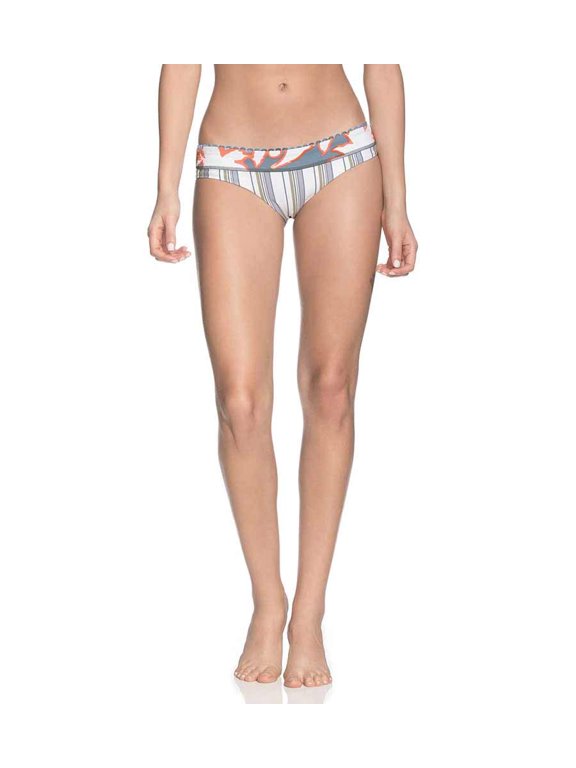 Women's Standard Reversible Signature Cut Bikini Bottom Swimsuit, Silver Bumpy Roads White Stripe, Medium