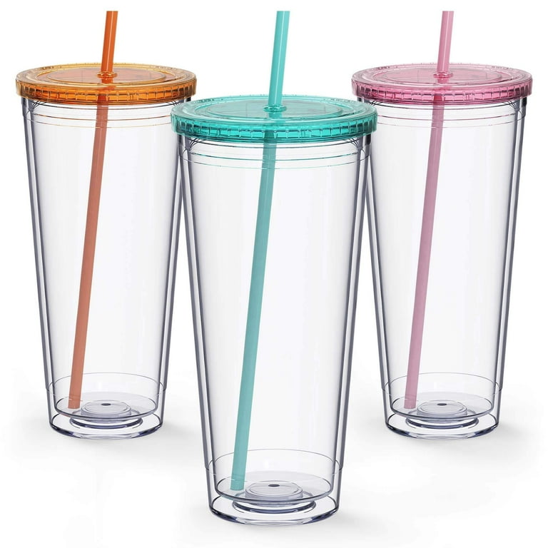 Zukro 32 oz Clear Acrylic Tumbler with Colored Straw and Lid, Double Wall  Plastic Insulated Cup,Reus…See more Zukro 32 oz Clear Acrylic Tumbler with