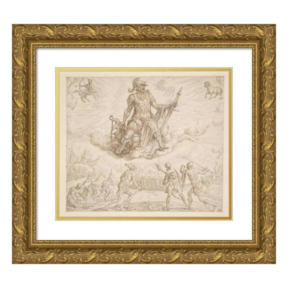 Maarten Van Heemskerck 17x15 Gold Ornate Wood Frame and Double Matted Museum Art Print Titled - Mars, the Choleric Temperament (1565)