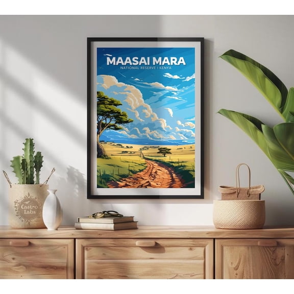 Maasai Mara National Park Wall Art Print, Unframed Paper Poster 8x10in