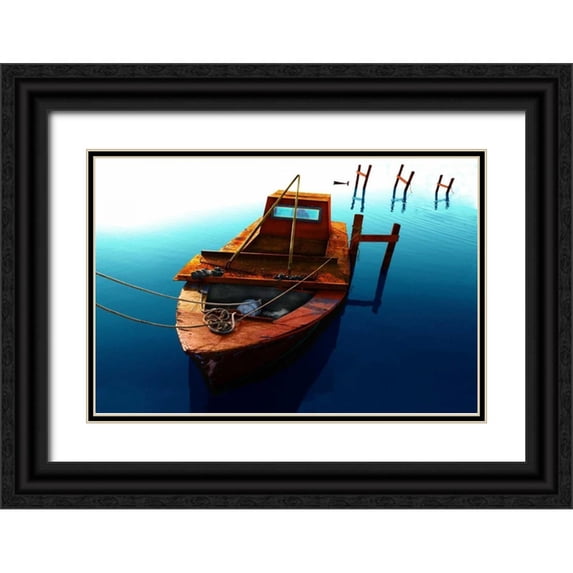 Mabat, Ynon 24x17 Black Ornate Wood Framed with Double Matting Museum Art Print Titled - Boat III