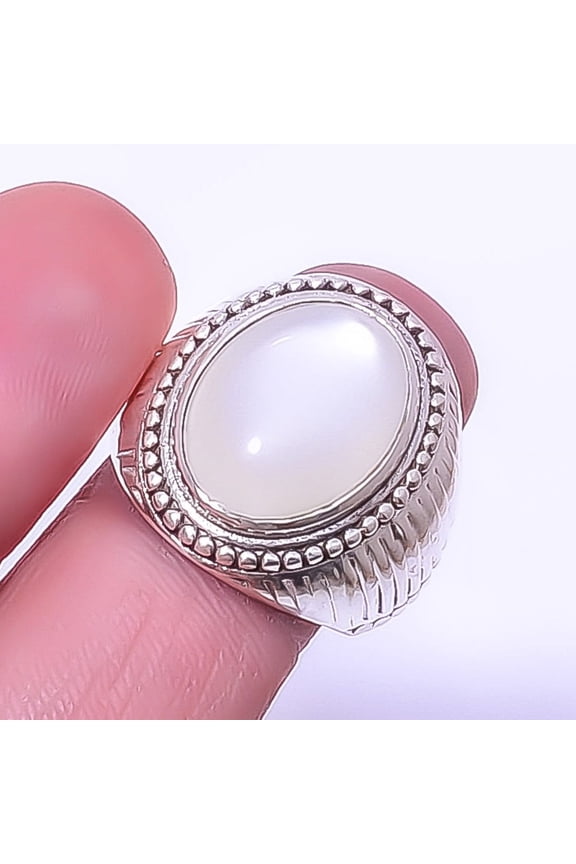 Mabe Pearl 925 Sterling Silver Unisex Solitaire Ring s.8 R7562-27, Christmas Gift, Gemstone Silver Jewelry, Pearl Ring, New Year Sale