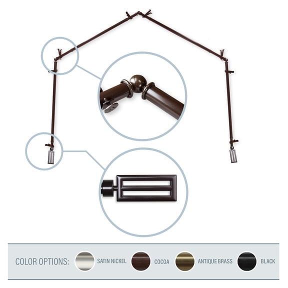 Mabel 13/16" 4-Sided Bay Window Curtain Rod - Cocoa