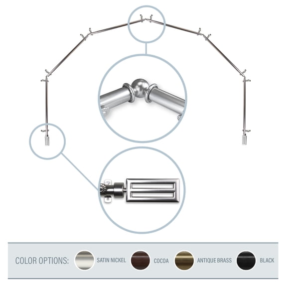 Mabel 13/16" 6-Sided Bay Window Curtain Rod - Satin Nickel