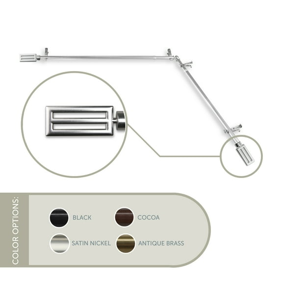 Mabel 13/16 inch Corner Window Curtain Rod 120-170" - Satin Nickel