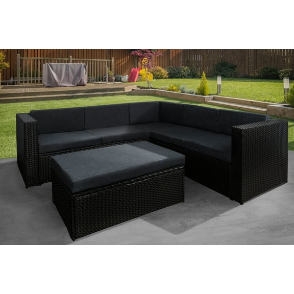Mabel 6-Seating Modern Sectional Set with Storage Ottoman, Coffee/Gray