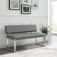 thumbnail image 1 of Mabel Bench Gray Leather PU  Upholstered Chrome Legs Rectangular, 1 of 9