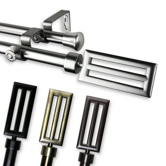 Mabel Double 13/16 inch dia. Curtain Rod 48-84" - Antique Brass