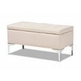 thumbnail image 1 of Mabel Modern and Contemporary Transitional Beige Fabric Upholstered and Metal Storage Ottoman, 1 of 5