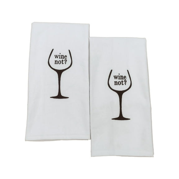 Mabelle Home Collection Wine Not Kitchen Towel Set, 2 Cotton Dish Towels