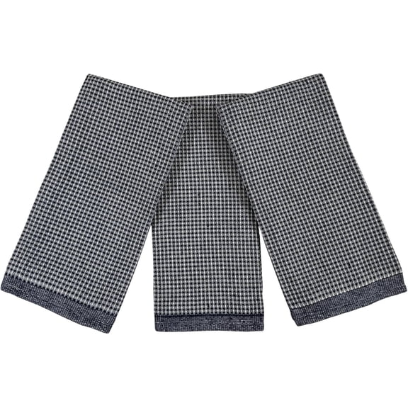 Serafina Home Striped White Blue Navy Kitchen Dish Towels: Diamond Box Houndstooth Design, 100% Cotton Cloth Soft Cleaning Drying Ultra Absorbent, Set of 3 Multipurpose for Everyday Use 18" x 28"