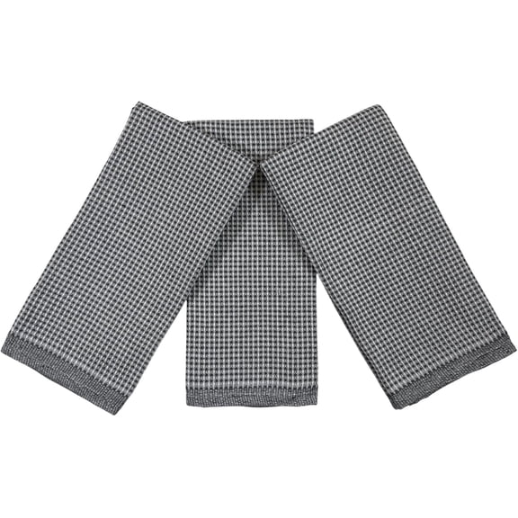 Serafina Home Striped White Grey Gray Kitchen Dish Towels: Diamond Box Houndstooth Design, 100% Cotton Cloth Soft Cleaning Drying Ultra Absorbent, Set of 3 Multipurpose for Everyday Use 18" x 28"