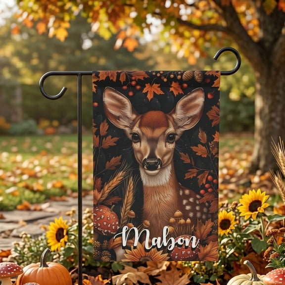 Mabon Garden Flag Autumn Deer Decor Fall Harvest Blessings Pagan Sabbat Decor Wiccan Yard