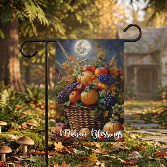 Mabon Garden Flag Fall Harvest Blessings Pagan Sabbat Decor Wiccan Yard Decoration Witchy