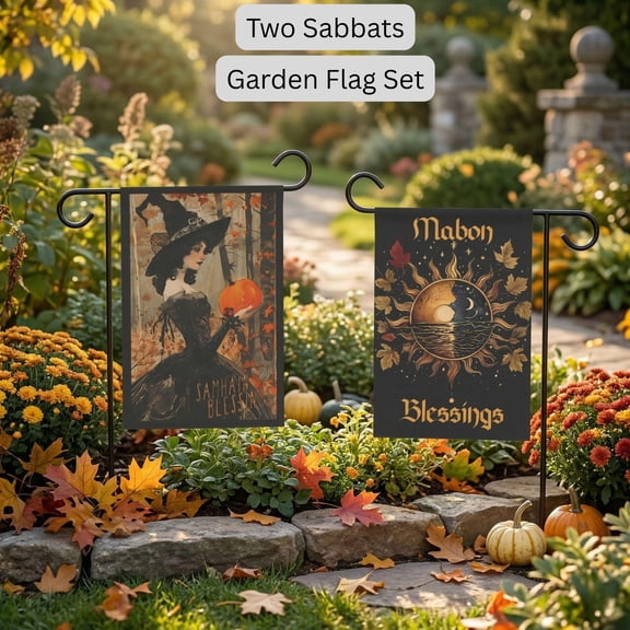 Mabon amp Samhain Garden Flag Set Wheel of the Year Decor Witchy Outdoor Flags