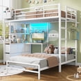thumbnail image 1 of Mabor Twin Bunk Bed with L-Shaped Desk Twin XL Over Twin Size Metal Bunk Bed with Charging Station and LED Lights, Twin Size Loft Bed with Storage Drawers&Shelves for Bedroom, White, 1 of 9