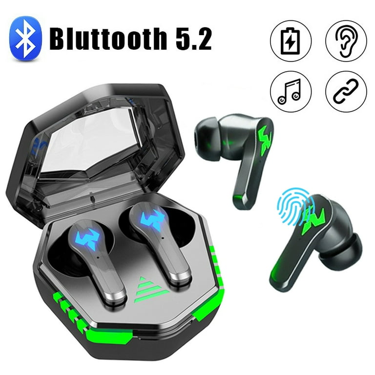 Mabozo Gaming Earbuds Wireless Earbuds Games Bluetooth Headphones with mic Sport Earphones for iPhone and Android Black