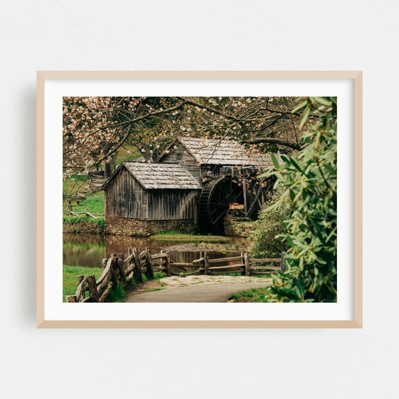 Mabry Mill, Blue Ridge Parkway 02 - Virginia Photography Oak Framed Wall Art Print 16 x 20 inches