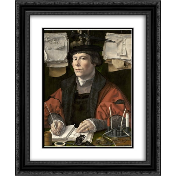 Mabuse 2x Matted 20x24 Black Ornate Framed Art Print 'Portrait of a merchant'