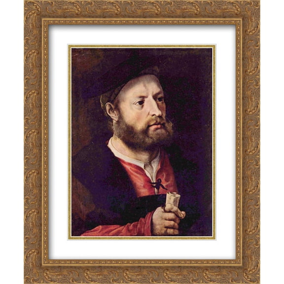 Mabuse 2x Matted 20x24 Gold Ornate Framed Art Print 'Portrait of a Man'